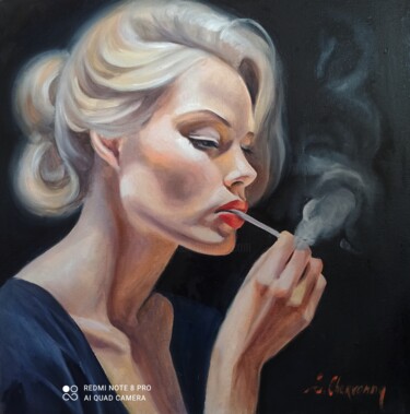 Painting titled "Fumee" by Eugenie Chervonna (Allet), Original Artwork, Oil