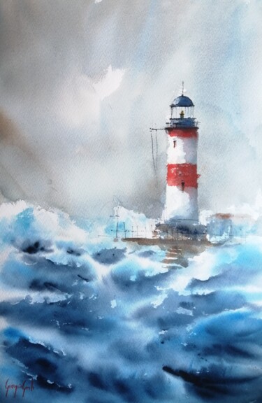 lighthouse 28 Peinture intitulée "lighthouse 28" par Giorgio Gosti, Œuvre d'art originale, Aquarelle
