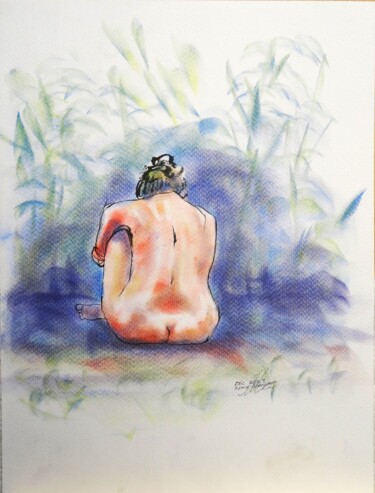 "Méditation dans la…" başlıklı Resim René Blanchet tarafından, Orijinal sanat, Pastel