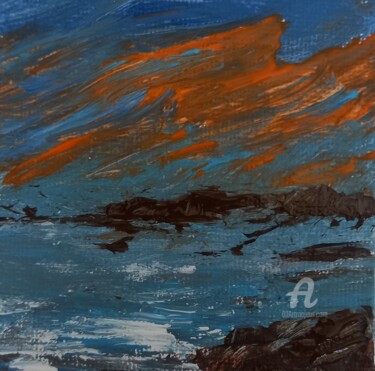 「Bretagne au soir」というタイトルの絵画 Roberto Urbanoによって, オリジナルのアートワーク, アクリル ウッドストレッチャーフレームにマウント