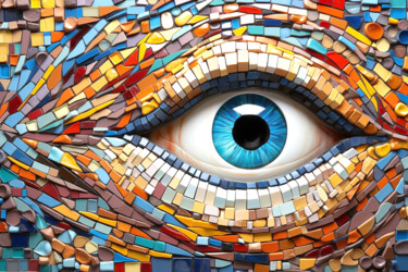 数字艺术 标题为“Eye in a mosaic 1” 由Saras, 原创艺术品, AI生成的图像
