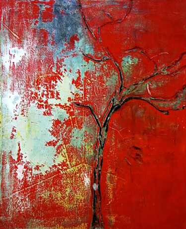 绘画 标题为“Red Fall” 由Annette Wyrick-Solari, 原创艺术品, 丙烯 安装在木质担架架上