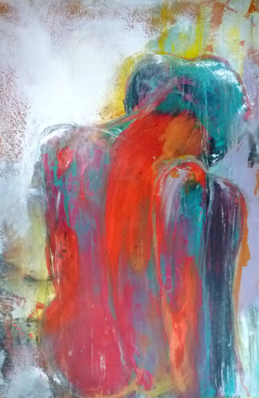 绘画 标题为“Red Back Nude” 由Annette Wyrick-Solari, 原创艺术品, 丙烯 安装在木质担架架上