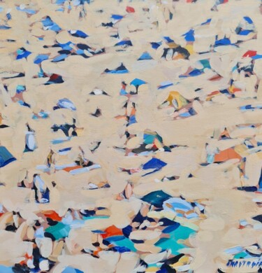 Schilderij getiteld "Weeken on the beach" door Anastasija, Origineel Kunstwerk, Olie