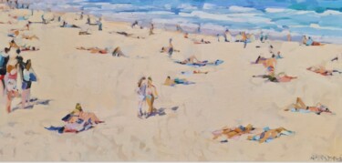 Schilderij getiteld "Summer coast" door Anastasija, Origineel Kunstwerk, Olie
