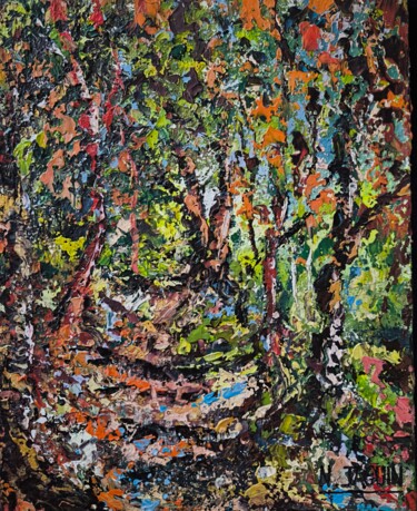 Painting titled "Sterenn" by Nathalie Jaguin, Original Artwork, Acrylic Mounted on Wood Panel