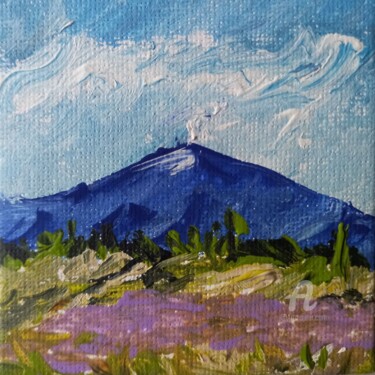 Painting titled "Ventoux en été" by Roberto Urbano, Original Artwork, Acrylic Mounted on Wood Stretcher frame
