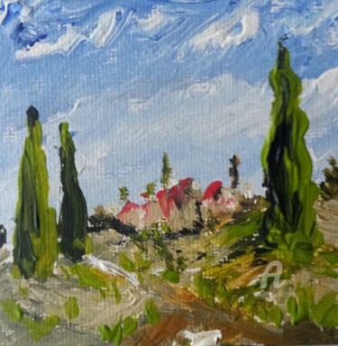 Painting titled "Provence en été" by Roberto Urbano, Original Artwork, Acrylic Mounted on Wood Stretcher frame