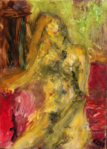 Pittura intitolato "Pourquoi je suis la" da Julien Danaux (Artdanaux), Opera d'arte originale, Olio Montato su Telaio per ba…