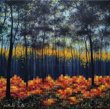 제목이 "Forêt de pins 2"인 미술작품 Nathalie Si Pié로, 원작, 기름 나무 들것 프레임에 장착됨