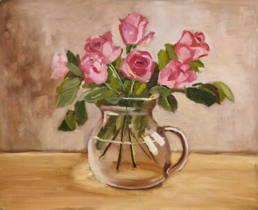 Etude with roses Peinture intitulée "Etude with roses" par Tatiana Karchevskaya, Œuvre d'art originale, Huile