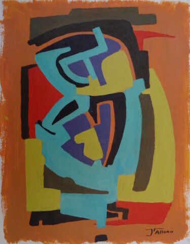 Peinture intitulée "Femme cape jaune à…" par Jeanpierre Allano, Œuvre d'art originale, Acrylique
