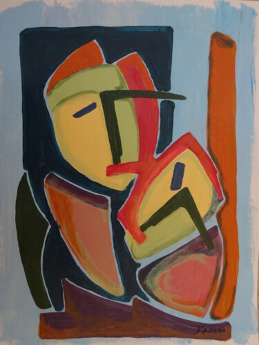 Peinture intitulée "Femme à l'enfant pe…" par Jeanpierre Allano, Œuvre d'art originale, Acrylique