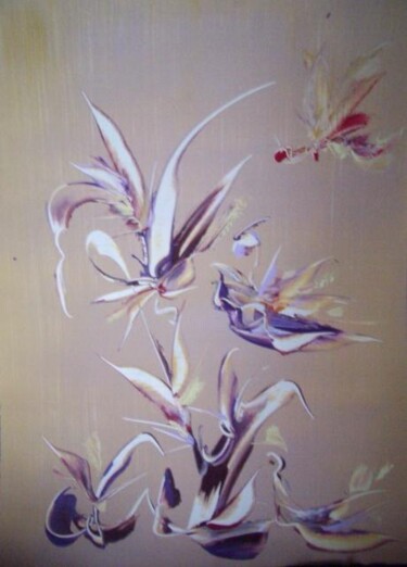 Painting titled "beige de mauve" by Delphine Bernard, Original Artwork, Oil