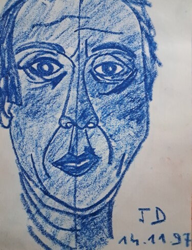 绘画 标题为“Autoportrait du 14-…” 由Jacques Desvaux (JD), 原创艺术品, 粉彩