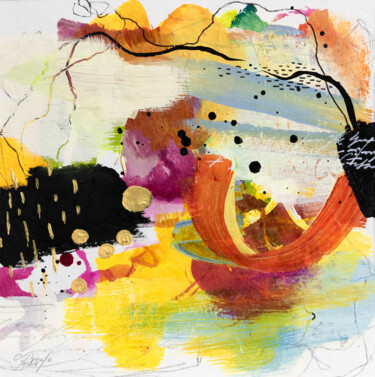 Painting titled "Walking on sunshine" by Chantal Proulx, Original Artwork, Acrylic Mounted on Other rigid panel