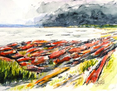 Berge de Rivière-Ouelle Disegno intitolato "Berge de Rivière-Ou…" da René Blanchet, Opera d'arte originale, Acquarello