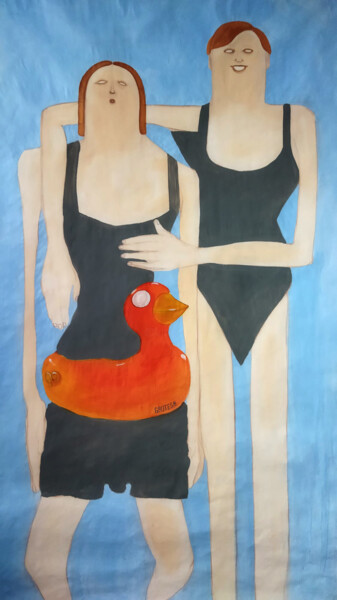 Peinture intitulée "ça va bien se passer" par Grotsk, Œuvre d'art originale, Acrylique