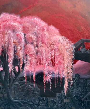 绘画 标题为“SAULE SUR MARS” 由Maxime Caldironi, 原创艺术品, 油 安装在木质担架架上