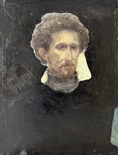 Portrait on Black 绘画 标题为“Portrait on Black” 由Zakhar Shevchuk, 原创艺术品, 油 安装在木质担架架上
