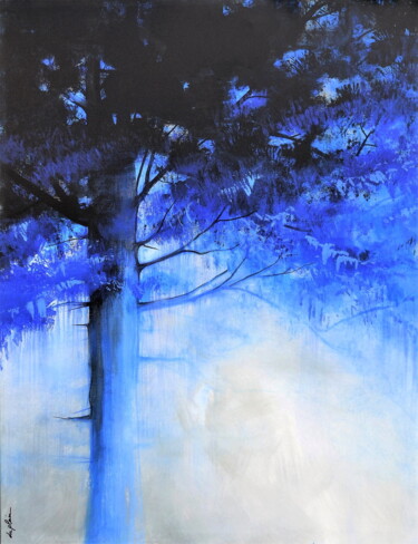 Painting titled ""Terriblement Bleu"" by Sophie Duplain, Original Artwork, Acrylic Mounted on Wood Stretcher frame