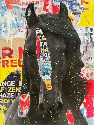 Malerei mit dem Titel "Ginger" von Chris Rose, Original-Kunstwerk, Collagen Auf Keilrahmen aus Holz montiert
