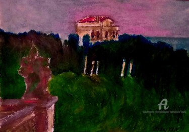 Crepuscule sur la villa d'Arethuse Peinture intitulée "Crepuscule sur la v…" par Slobodan Spasojevic (Spaki), Œuvre d'art originale, Pastel
