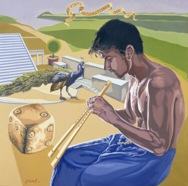绘画 标题为“La canción de Pan.” 由Salvador Torres, 原创艺术品, 油 安装在木板上