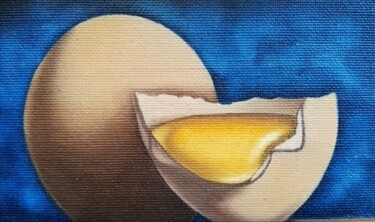 Ζωγραφική με τίτλο "les oeufs, peinture…" από Steivan Loundou, Αυθεντικά έργα τέχνης, Λάδι Τοποθετήθηκε στο Χαρτόνι