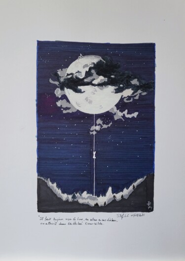 Dessin intitulée "Avancer toujours" par Stefan, Œuvre d'art originale, Encre
