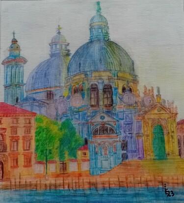 Peinture intitulée "Basilique Santa Mar…" par Emilia Iftime, Œuvre d'art originale, Aquarelle