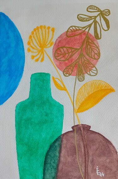 Peinture intitulée "Nature morte - Deux…" par Emilia Iftime, Œuvre d'art originale, Aquarelle