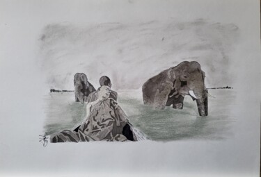 Dessin intitulée "Le chenal" par Stefan, Œuvre d'art originale, Encre