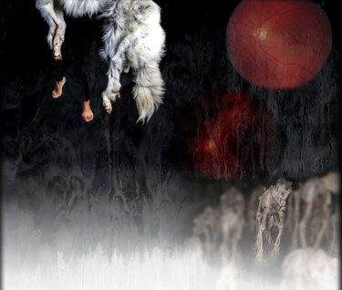Fotografie getiteld "Lune rouge" door Johanne Chagnon, Origineel Kunstwerk, Digitale fotografie