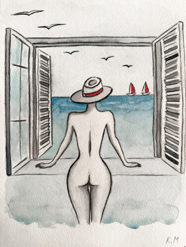 Malerei mit dem Titel "La belle matinée" von Kristina Mallen, Original-Kunstwerk, Aquarell