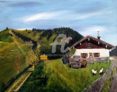 Reischeralm Acryl /LW 40x50 J2022 Painting titled "Reischeralm Acryl /…" by Cäcilia Schlapper, Original Artwork, Acrylic Mounted on Wood Stretcher frame