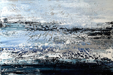 BLUE LANDSCAPE GRAY WHITE indigo ABSTRACT ART. Painting titled "BLUE LANDSCAPE GRAY…" by Tatiana Malinovscaia, Original Artwork, Acrylic