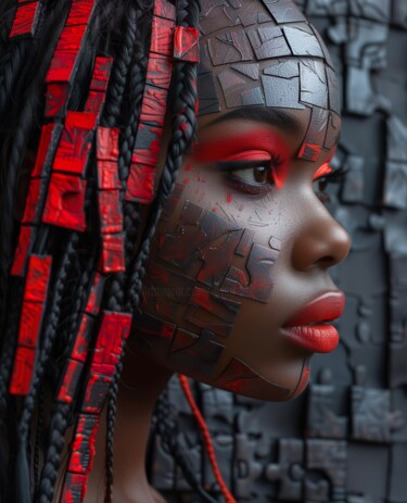 Arts numériques intitulée "Mosaic portrait" par Mysti Kali, Œuvre d'art originale, Image générée par l'IA