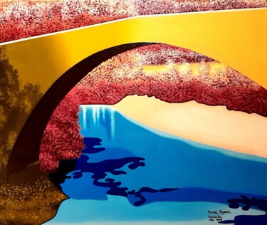 Peinture intitulée "Pont d'Ardèche" par Michel Pezeril, Œuvre d'art originale, Huile Monté sur Châssis en bois