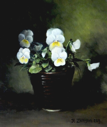 Peinture intitulée "Les pensées blanches" par Maria Zhiltsova, Œuvre d'art originale, Huile