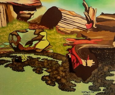 Peinture intitulée "En forêt" par Michel Pezeril, Œuvre d'art originale, Huile Monté sur Châssis en bois