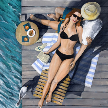 LES AMOUREUX DE L'ÉTÉ 绘画 标题为“LES AMOUREUX DE L'É…” 由Alain Rouschmeyer, 原创艺术品, 丙烯 安装在木质担架架上