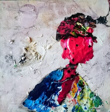 Schlapper-ART Rotgesicht 30x30x3 J2017 Collages titled "Schlapper-ART Rotge…" by Cäcilia Schlapper, Original Artwork, Acrylic Mounted on Wood Stretcher frame