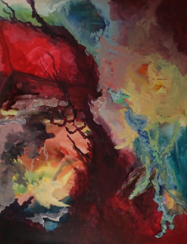 绘画 标题为“Red 1” 由Christa Riemann, 原创艺术品, 丙烯 安装在木质担架架上