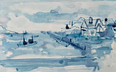 제목이 "Place in Devon"인 그림 Inessa Dubova로, 원작, 잉크