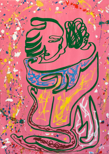 Painting titled "Today the Bus Sighed" by Tiberiu Protopopescu, Original Artwork, Acrylic Mounted on Wood Stretcher frame