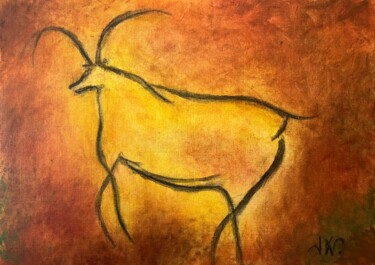 Painting titled "Bouquetin  I." by Jean Xavier Combe, Original Artwork, Oil