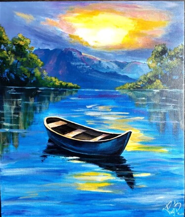 绘画 标题为“Quiet place. Boat o…” 由Valentine Rayer, 原创艺术品, 丙烯