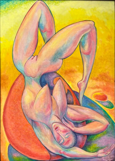 Sunbather on a red stone 绘画 标题为“Sunbather on a red…” 由Alexandr Shengeliya, 原创艺术品, 油