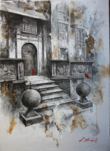 Drawing titled "Архитектурный рисун…" by Dobrodiy Alexandr, Original Artwork, Charcoal